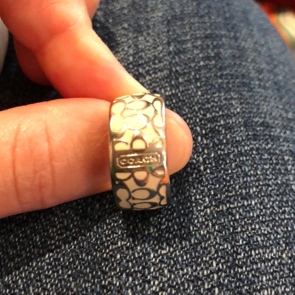 Beautiful Miranda Coach Ring Cream and Silver NWOT